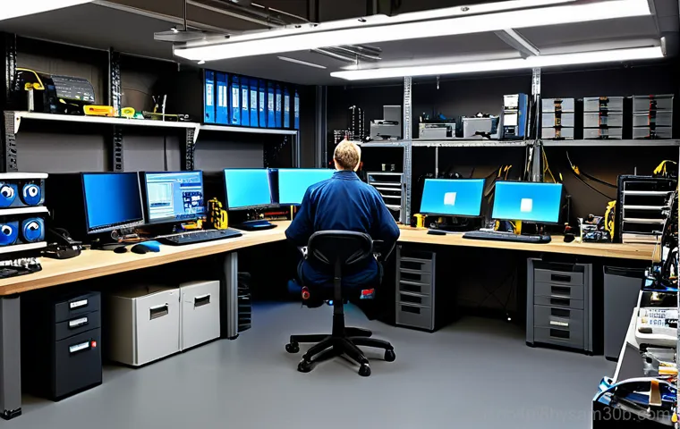 중산동 BAD_SYSTEM_CONFIG_INFO - "A friendly computer technician, fully clothed in professional attire, assisting a client in a brigh...
