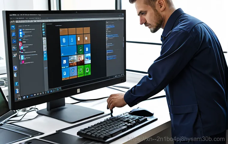 공항동 STATUS_SYSTEM_LICENSE_INVALID - "A friendly computer expert, fully clothed in modest attire, assisting a customer with data recovery...