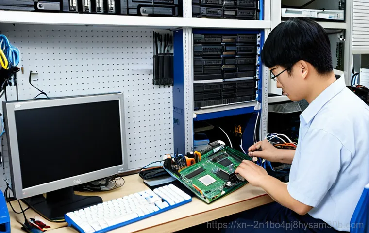세곡동 SSD조립 및 교체수리 - "A friendly computer technician in Segok-dong, fully clothed in a professional uniform, carefully in...