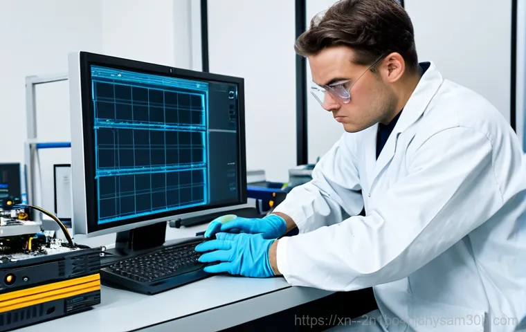 양화동 UDFS_FILE_SYSTEM - "A computer technician in professional attire, diagnosing a UDFS file system error on a laptop, surr...