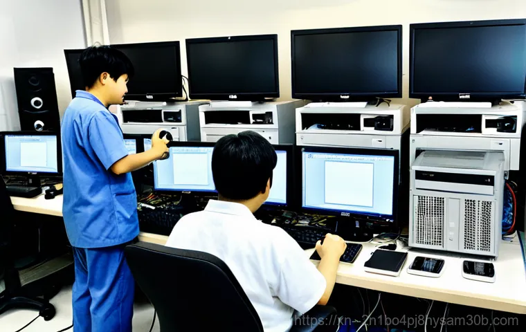 난곡동 STATUS_IO_ERROR - **Image Prompt:** A friendly computer repair technician, fully clothed in professional attire, assis...