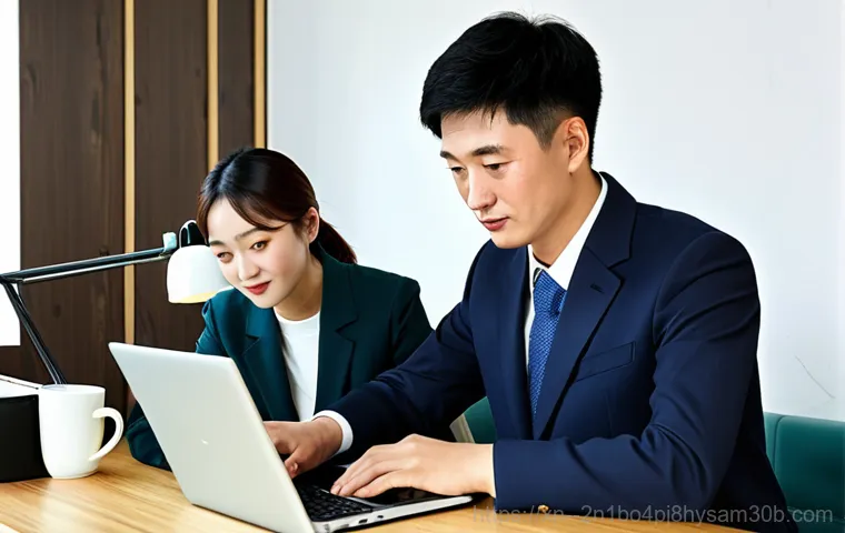 영등포구 출장방문윈도우 windows 설치 - "A friendly IT technician, fully clothed in a professional uniform, installing Windows on a desktop ...