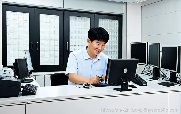 양천구 STATUS_KERNEL_ACCESS_DENIED - **Prompt:** A friendly computer technician, wearing a clean, professional uniform and smiling warmly...