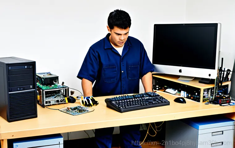 송천동 STATUS_NO_MEMORY - **Prompt:** A friendly computer repair technician, wearing a professional uniform and holding a tool...
