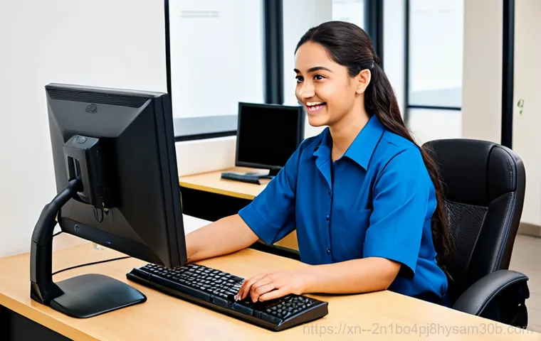 신교동 VGA조립 및 교체수리 - "A professional computer technician, fully clothed in a clean uniform, working on a desktop computer...