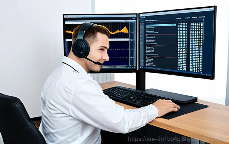 만리동 중고컴퓨터 pc 출장판매설치 - A clean and organized computer repair shop with a technician, fully clothed in a uniform, working on...