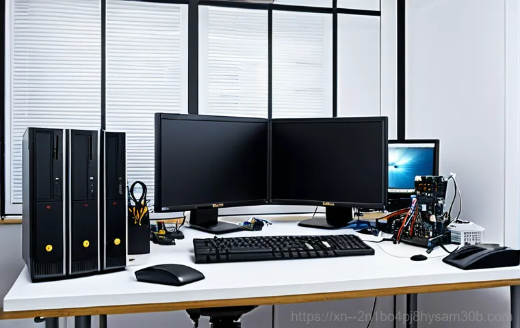 성북동 부팅안됨 - "A friendly computer repair technician in 성북동, 서울, wearing professional attire, assisting a senior c...