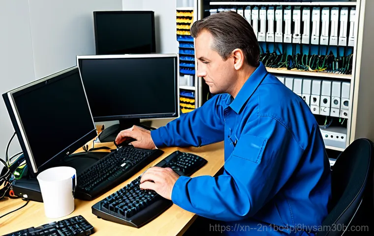 남종면 DRIVER_POWER_STATE_FAILURE - "A helpful IT support person assisting a customer via remote desktop software, both fully clothed, d...