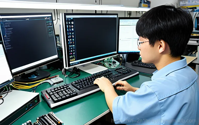공평동 STATUS_KERNEL_MODULE_ACCESS_DENIED - A friendly computer technician wearing a professional uniform, assisting a customer in a brightly li...