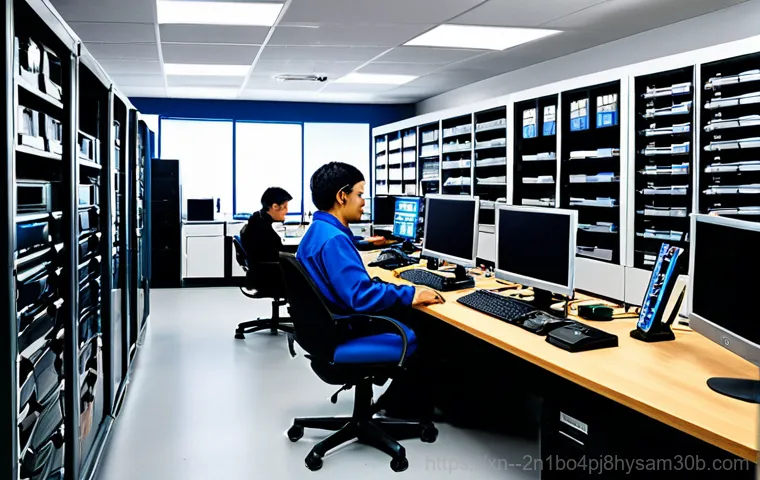 서계동 HDD조립 및 교체수리 - "A friendly computer repair technician helping a senior citizen with their computer in a cozy Seogye...