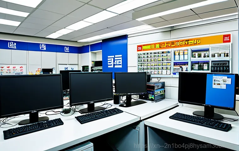 창천동 신호없음 - "A friendly computer repair technician assisting a Changcheon-dong resident with a 'no signal' monit...