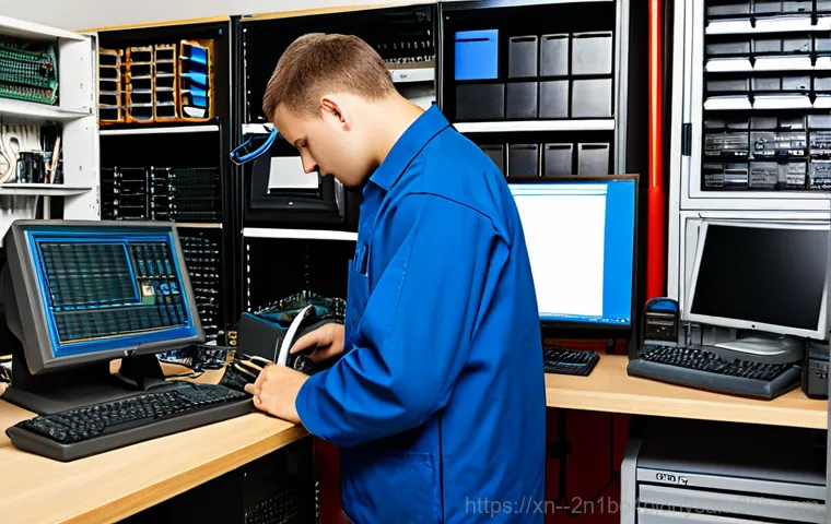 동작구 WHEA_UNCORRECTABLE_ERROR - "A friendly computer repair expert in a modest workshop setting, fully clothed, assisting a customer...