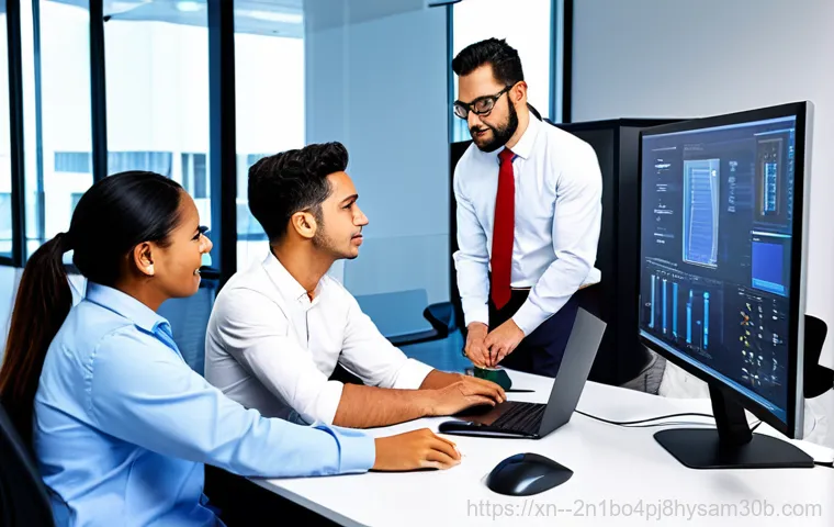 장교동 STATUS_DISK_NOT_INITIALIZED - **Prompt:** A professional IT technician in a clean, well-lit office environment, examining computer...