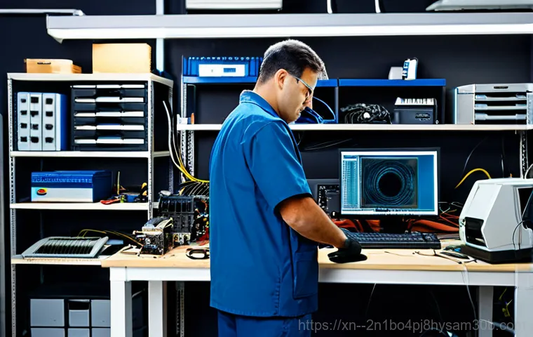 염곡동 STATUS_FILE_WRITE_FAILURE - **Prompt:** A friendly computer repair technician, fully clothed in a professional uniform, assistin...