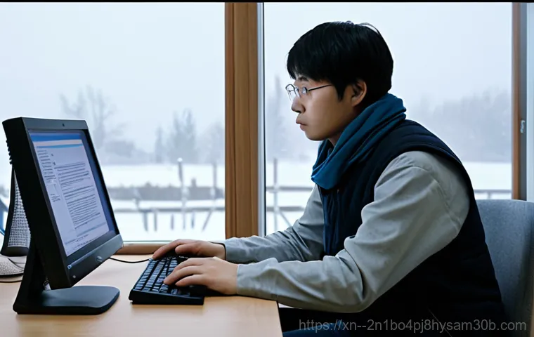 천호동 HARDWARE_INTERRUPT_STORM - "A computer repair technician in 천호동, Seoul, wearing professional attire, examining the inside of a ...
