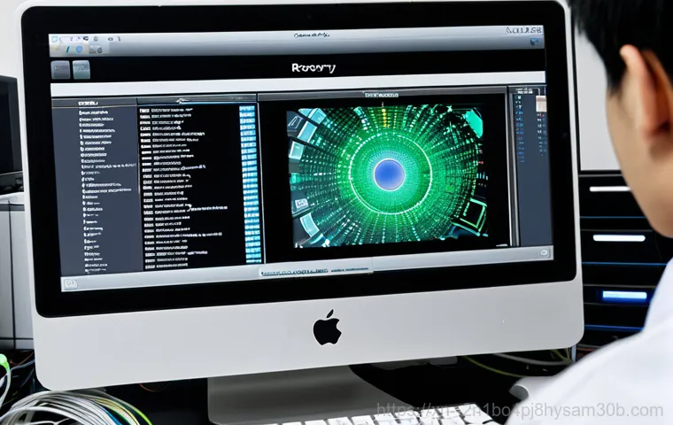 당산동 아이맥 판매 및 수리 - **Prompt:** A clean, modern computer shop interior with a friendly technician assisting a fully clot...
