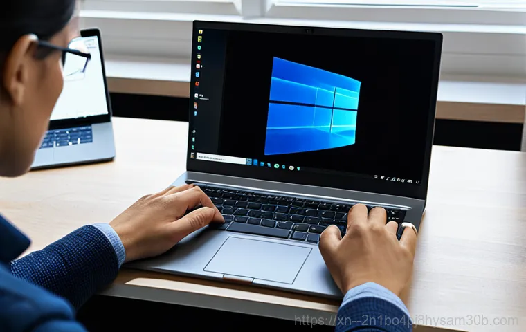 영등포구 STATUS_SECURITY_POLICY_VIOLATION - "A computer technician wearing a clean, professional uniform, diagnosing a desktop computer in a wel...