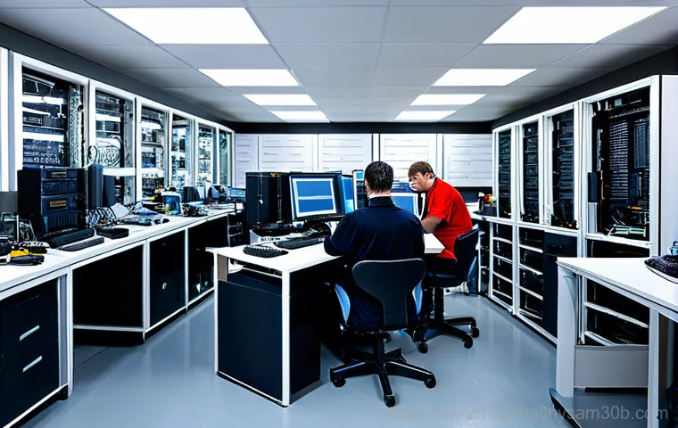 답십리동 STATUS_CONTROL_C_EXIT - **Image Prompt:** A friendly male computer technician wearing a clean and professional uniform, smil...