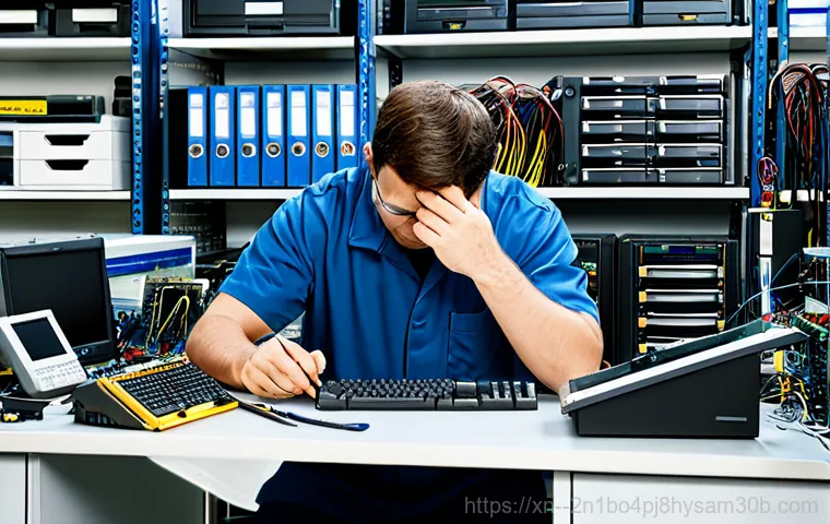부림동 STATUS_INVALID_OBJECT - **Prompt:** A professional IT technician in modest work attire, troubleshooting a computer displayin...