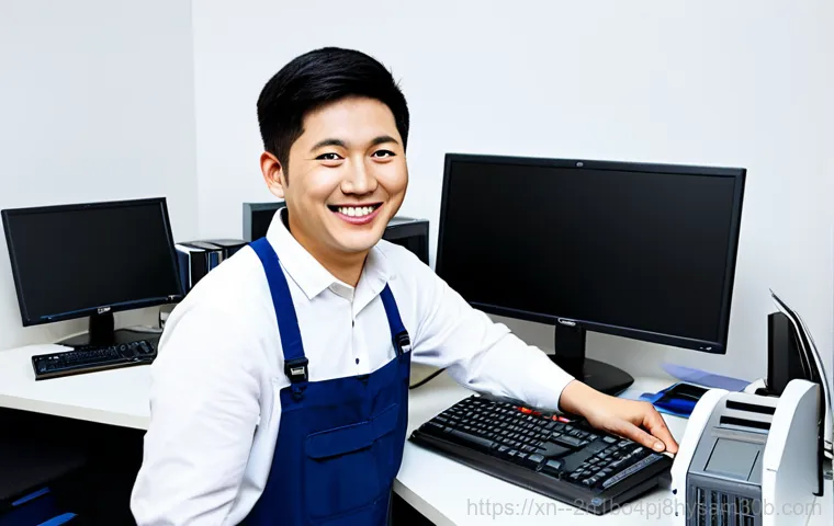 중곡동 DRIVER_PORTION_MUST_BE_NONPAGED - **Prompt:** A clean and organized computer repair shop interior, featuring a technician ("Dongnehyun...