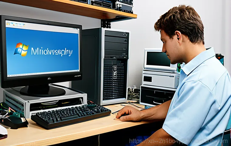 성동구 윈도우7 windows7 재설치 포맷  초기화 - "A friendly computer technician assisting a customer in their home with a Windows 7 reinstallation, ...