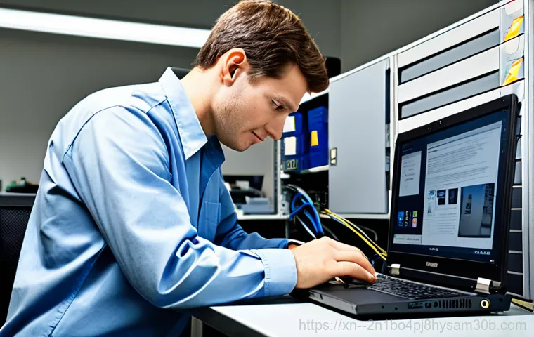 가양동 UNMOUNTABLE_BOOT_VOLUME - **Prompt:** A friendly IT support technician, fully clothed in a professional uniform, assisting a s...