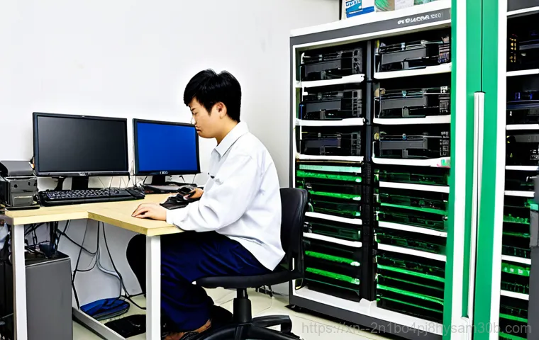 와룡동 FAT_FILE_SYSTEM - "A friendly computer repair technician, fully clothed in a professional uniform, helping a senior ci...