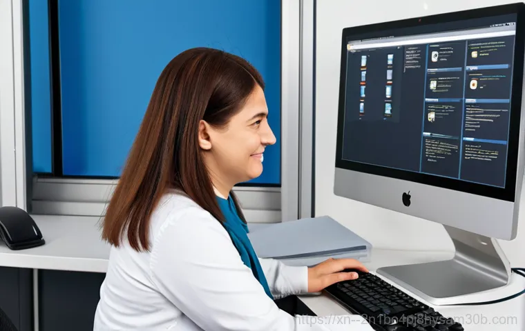중부면 STATUS_SYSTEM_FILE_MISSING - "A technician in appropriate attire diagnosing a computer issue with a blue screen error, surrounded...