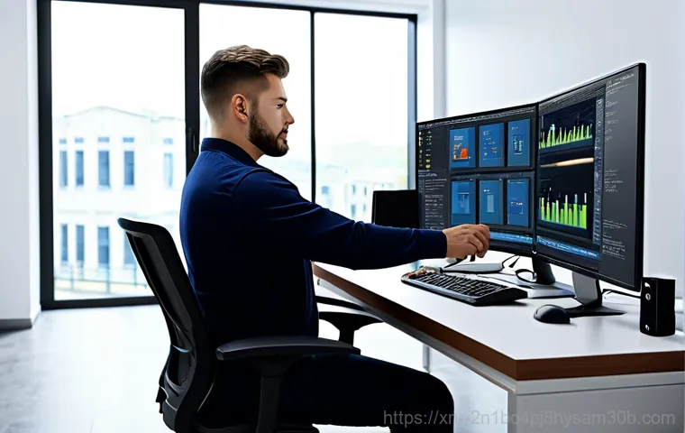 행당동 STATUS_SESSION_TIMEOUT - **Prompt:** A friendly computer expert assisting a client at a desk, displaying data recovery softwa...