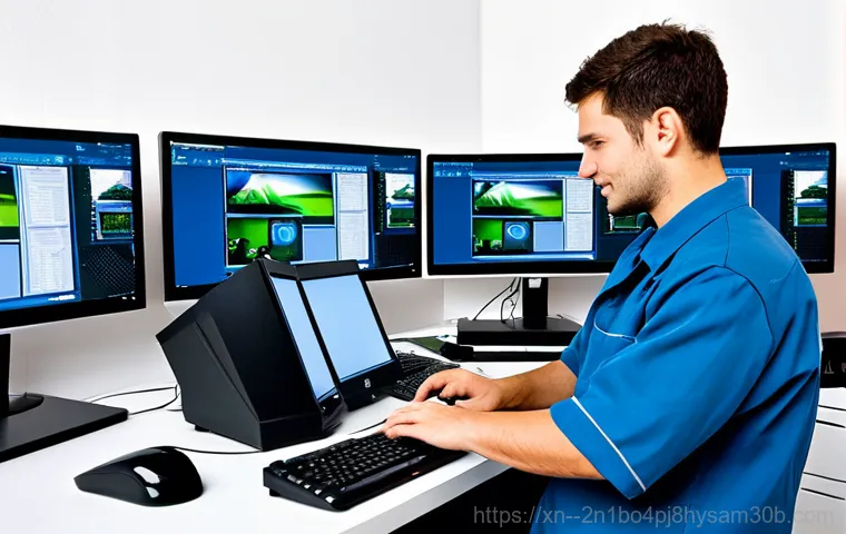 효자동 STATUS_KERNEL_NETWORK_ERROR - "A friendly computer technician, fully clothed in professional attire, assisting a senior woman with...