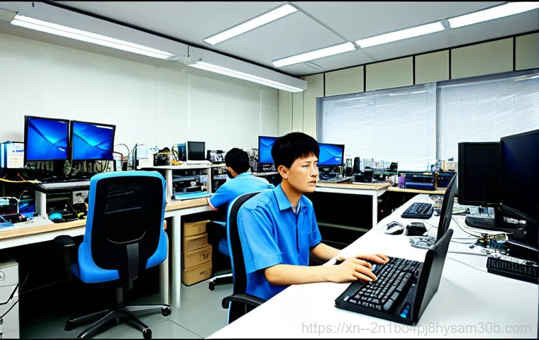 응암동 STATUS_KERNEL_UNSUPPORTED_DEVICE - **Prompt:** A worried user in Eungam-dong, fully clothed and wearing glasses, looking at a computer ...