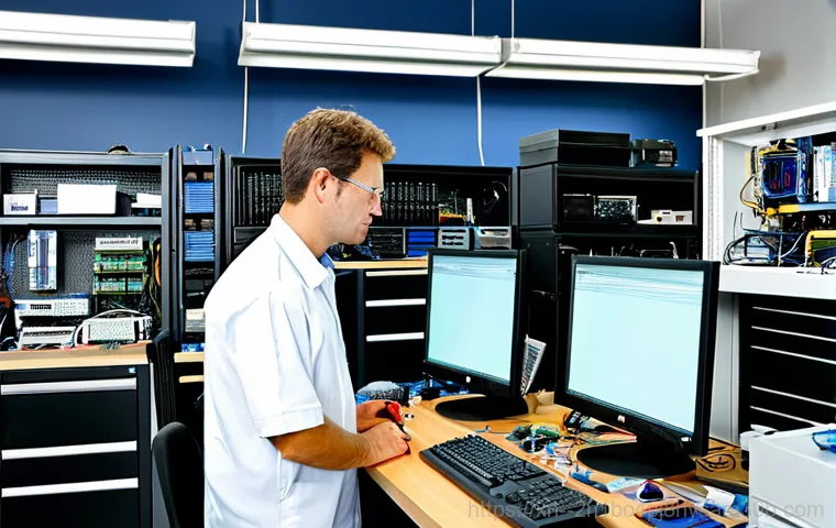 연희동 중고컴퓨터 pc 출장판매설치 - **Prompt:** "A friendly computer technician, fully clothed in professional attire, helping a senior ...