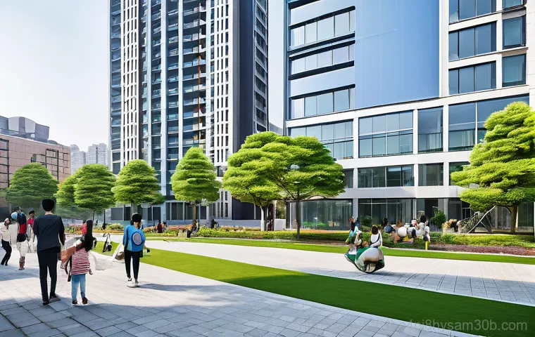 중화동 STATUS_UNSUCCESSFUL - A vibrant, panoramic aerial view of Junghwa-dong, showcasing a modern, revitalized urban landscape. ...