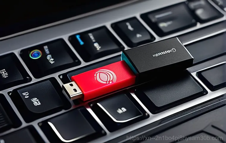 의주로 ubuntu재설치 포맷  초기화 - **A close-up shot of hands, gender-neutral, carefully plugging an external SSD or USB drive into a l...