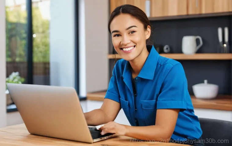 중림동 출장방문윈도우 windows 설치 - A friendly and professional computer technician, wearing a clean, branded polo shirt, is intently wo...