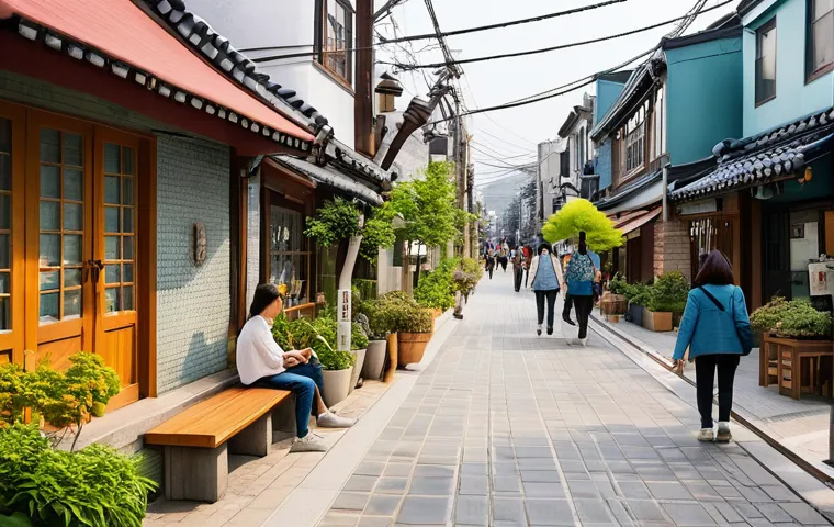 흥인동 STATUS_INSUFFICIENT_RESOURCES - A tranquil, narrow alleyway in Heungin-dong, Seoul, during a quiet afternoon. Old, worn-out brick bu...