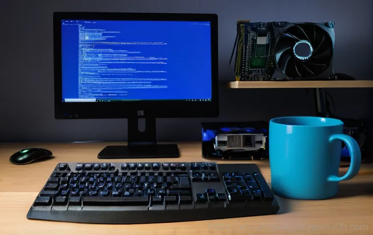 평창동 STATUS_KERNEL_UNSUPPORTED_DEVICE - Image Prompt 1: The Frustrated PC User with Blue Screen**