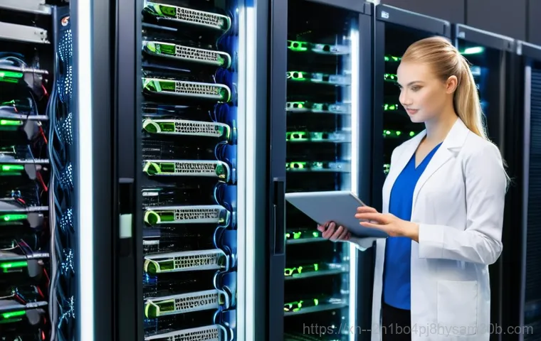 청운동 파일서버출장방문수리점 - Inside a clean, organized server room or a dedicated IT corner within a modern office. A highly skil...