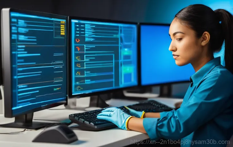 을지로 STATUS_KERNEL_HEAP_CORRUPTION - **Prompt 2: The Blue Screen of Alarm**
    A person, appearing in their late 20s or early 30s, is si...