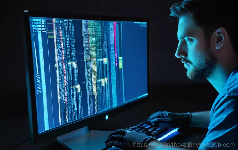 하안동 STATUS_KERNEL_STACK_CORRUPTION - **Prompt:** A young adult, dressed in a simple, clean t-shirt and jeans, sits at a modern desk, look...