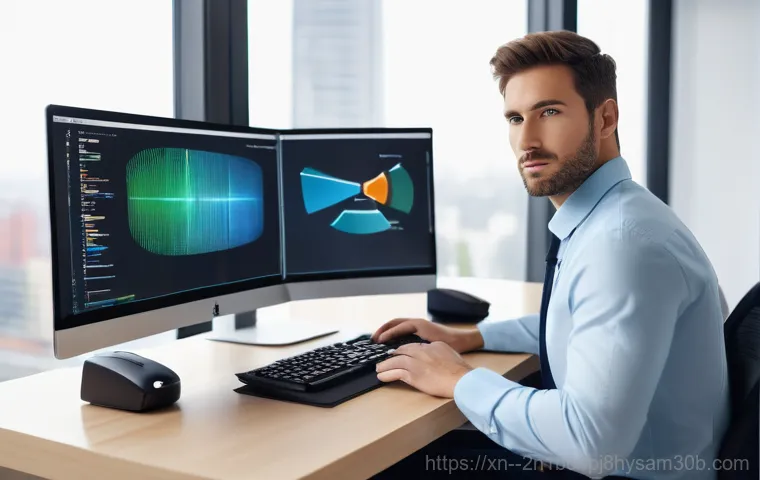 도렴동 악성코드 바이러스 - A skilled and trustworthy computer repair technician, a man in his mid-30s with a focused expression...