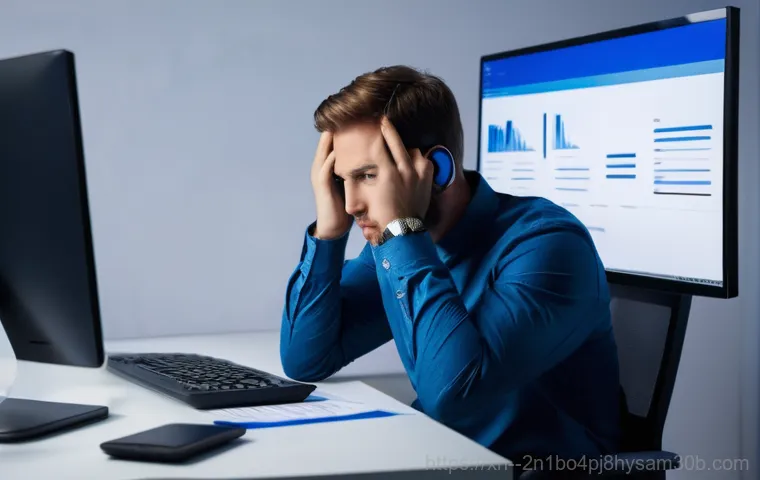 신촌동 PAGE_FAULT_IN_NONPAGED_AREA - Image Prompt 1: The Frustration of the Bluescreen**
