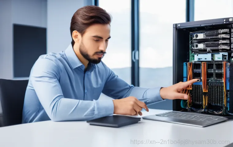 공평동 STATUS_SYSTEM_LICENSE_INVALID - **Prompt:** A detailed close-up shot focuses on a pair of hands engaged in computer troubleshooting....