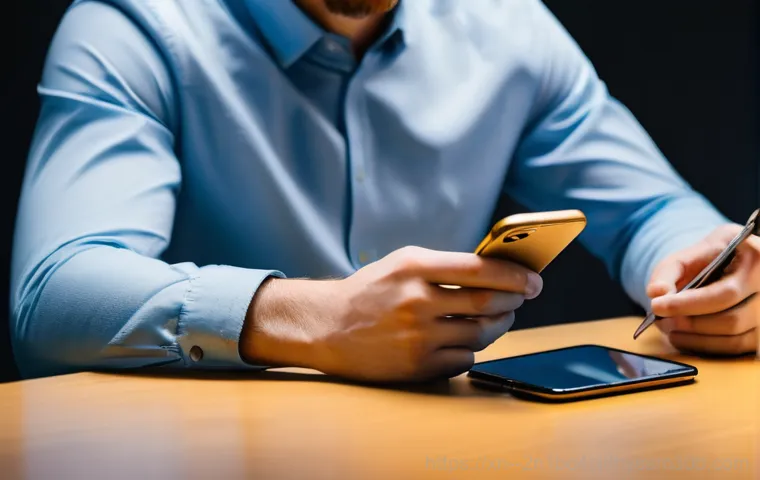 주암동 STATUS_INVALID_CALLER - A close-up shot of an adult's hands holding a sleek, modern smartphone. The phone's screen is bright...