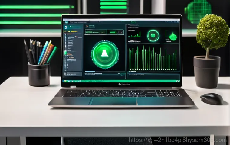 당주동 STATUS_KERNEL_STACK_CORRUPTION - An abstract, conceptual visualization inside a digital landscape, depicting the "kernel stack" of a ...