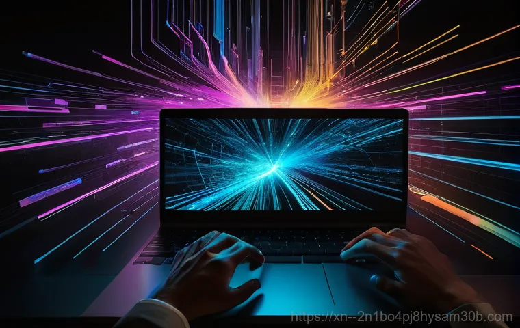 노고산동 STATUS_FILE_LOCK_CONFLICT - A person, looking utterly confused and slightly overwhelmed, stares at a glowing computer screen dis...