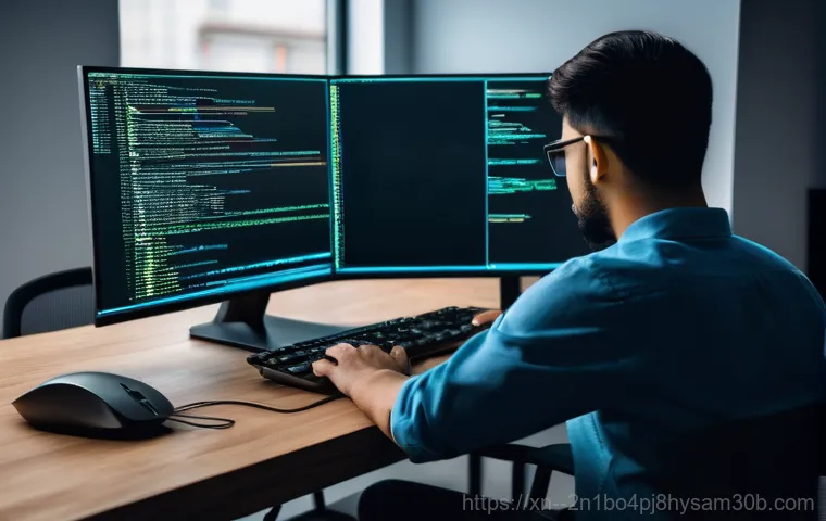 소공동 a disk read error occurred - A person, dressed in a practical work shirt and jeans, is carefully examining the open side panel of...