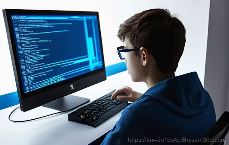 방화동 UNMOUNTABLE_BOOT_VOLUME - **"A close-up of a person's hands hovering over a keyboard in clear frustration, with a computer mon...