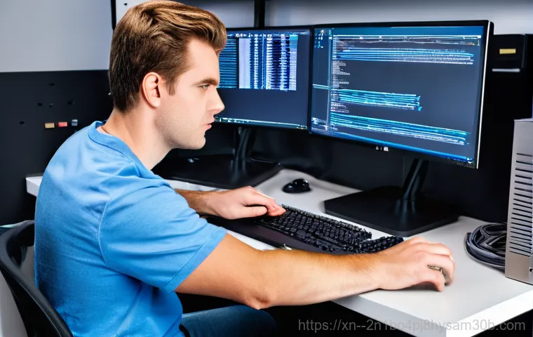 길동 STATUS_KERNEL_EXECUTION_ERROR - **Prompt:** A young adult, looking distressed and overwhelmed, sits hunched over a computer desk in ...
