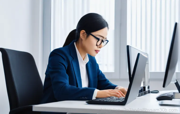 중화동 STATUS_SYSTEM_FILE_MISSING - **Prompt 2 (Troubleshooting Computer):** A focused individual, wearing a comfortable long-sleeved sh...
